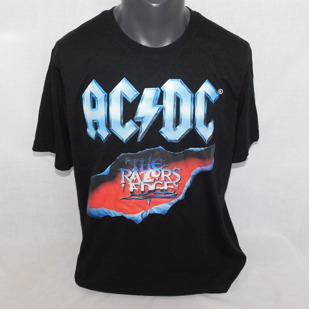 AC/DC The Razors Edge Band Tee Black Graphic T Shirt Mens L